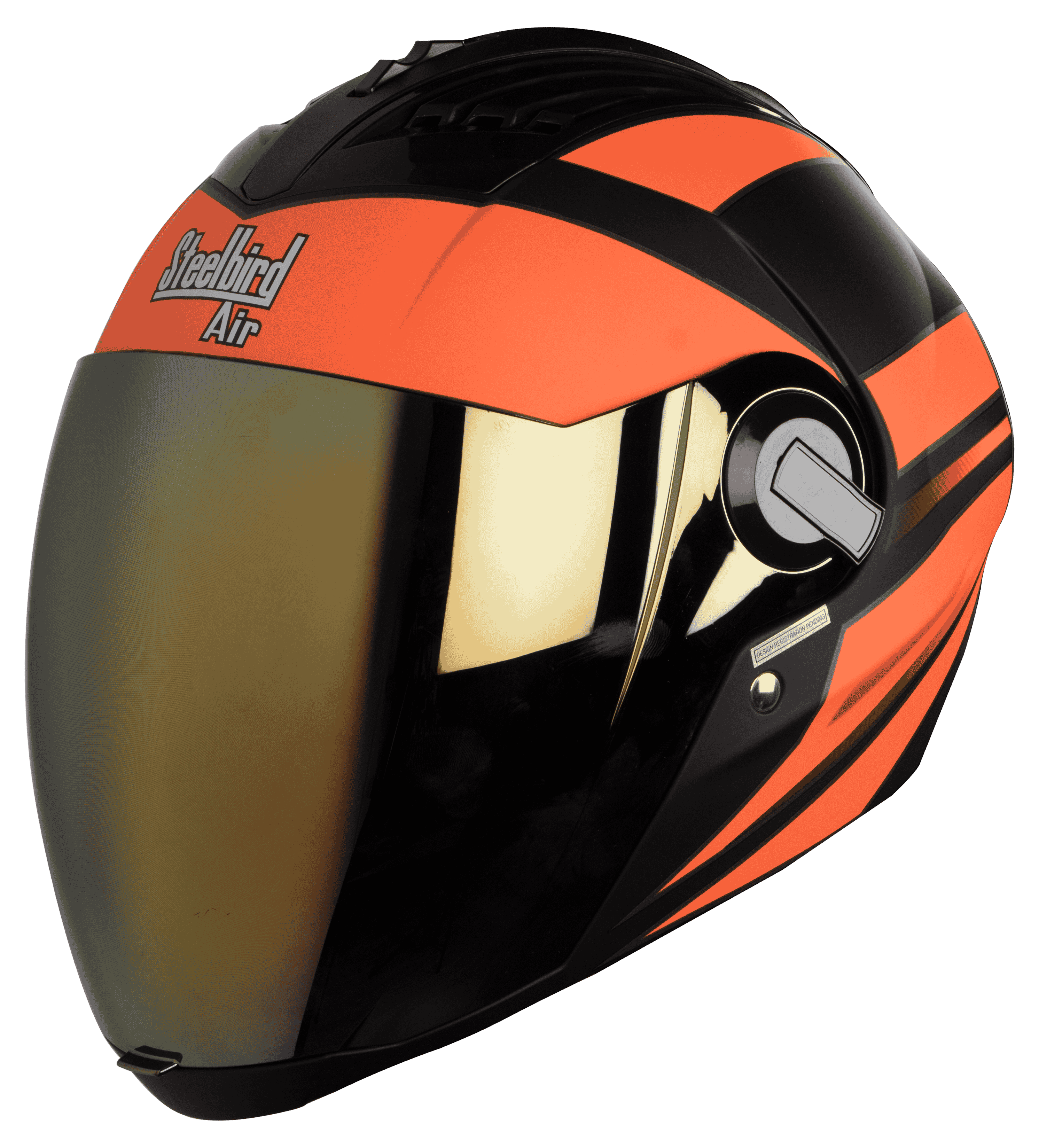 SBA-2 Streak Mat Black with Orange ( Fitted With Clear Visor Extra Gold Chrome Visor Free)